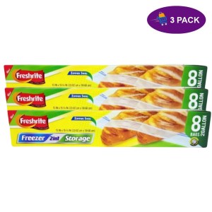 Freshrite 8 Bags 2 Gallon Zipper Frezer Bag 3 x $4.25