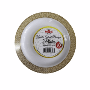 Platos Desechables Gold Spiral Design 10 inch, 10 Piezas