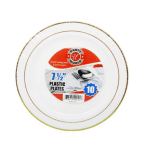 Platos Desechables White With Gold 7 1/2 inch, 10 Piezas