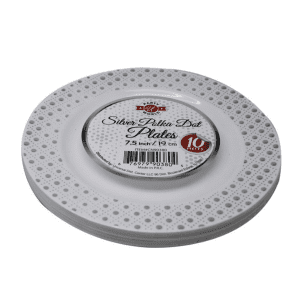 Platos Desechables Silver Polka Dots 7.5 inch, 10 Piezas