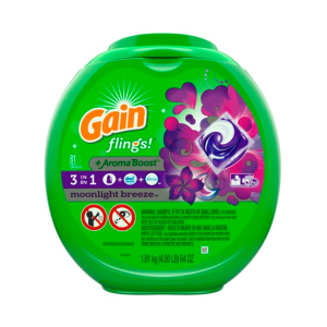 Capsulas Gain Flings 3 En 1 Gain Detergent, Oxi Boost, and Febreze Freshness (81 Piezas)