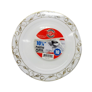 Platos Desechables Gold Pattern 10.25 Inch, 10 Piezas