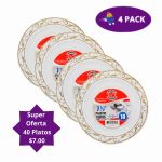Platos Desechables Gold Pattern 7.5 Inch, (40 piezas)$7.00