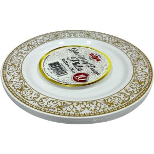 Platos Desechables Motif Design-Gold 10.25 Inch, 10 Piezas