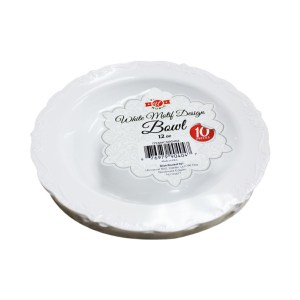 Platos Desechable Bowl White Motif Design 12 Oz, 10 Piezas