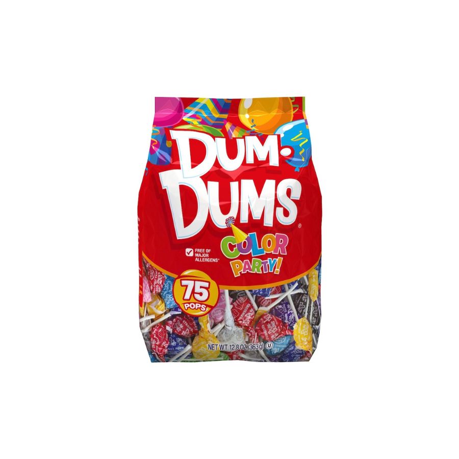 030800295009 Dum Dums Color Party Assorted Rainbow Lollipops - Bolsa De 75 - Imagen 1