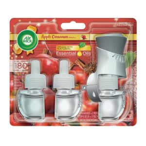 Air Wick Scented Oil Starter Kit (Warmer + 3 Refills), Apple Cinnamon Medley