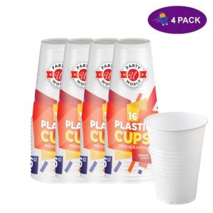Party World Vasos Desechables Color Blanco (16 Oz, 16 Ct.) 4 x $5.00