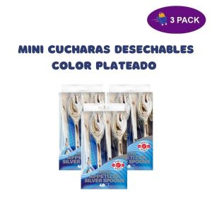 Party World Mini Cucharas Desechables Color Plateado (48 Ct.) 3 x $6.75