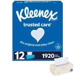 Kleenex Trusted Care 2-Ply Facial Tissues, Flat Boxes (160 Tissue/Box, 12 Boxes)