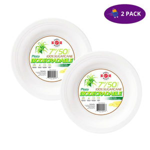 Platos Biodegradables Party World 7 Pulgadas (100 Unid) 2 x $7.00