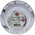 Platos Desechables Hotstamp Granite Silver Rim Round Plate (7.5 In, 10 Piezas)