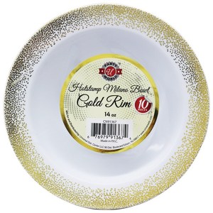 Platos Desechables Hotstamp Milano Bowl Gold Rim (14 Oz, 10 Piezas)