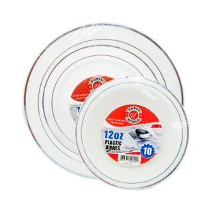 Set De Platos Desechables White With Silver