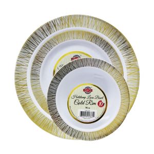 Set De Platos Desechables Hotstamp Luca Gold Rim