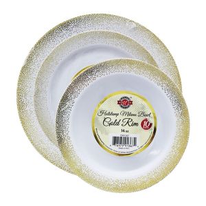 Set De Platos Desechables Hotstamp Milano Gold Rim