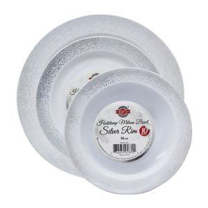 Set De Platos Desechables Hotstamp Milano Silver Rim