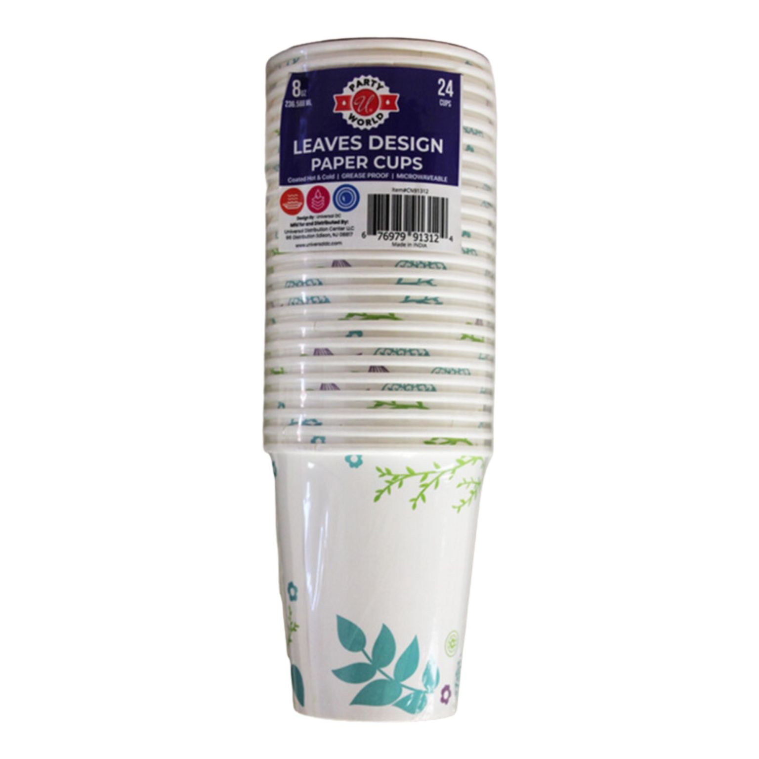 Paper Cups Leaves Design (8 Oz, 24 Ct.) – BH Súper