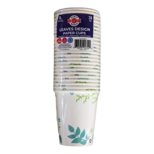 Paper Cups Leaves Design (8 Oz, 24 Ct.)