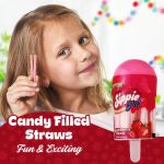 Zazzers Sippie Candy In Straw Pop Strawberry Flavor (12 Pack - 0.64 Oz) - Imagen 3