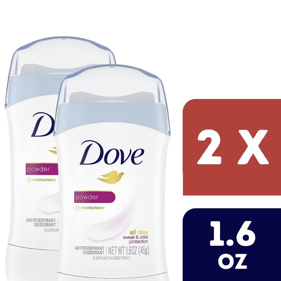 Your paragraph text-8 Dove Powder Scent 2 Pack Deodorant (2 C.t, 1.6 Oz) - Imagen 1