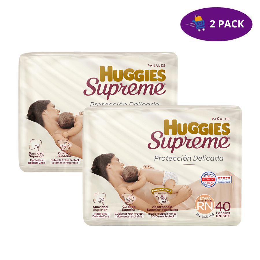 11 Pañales Huggies Supreme Etapa RN 40 Piezas 2 x $28.00 - Imagen 1