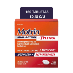 Motrin Doble Acción Ibuprofeno + Acetaminofén 160 Tabletas