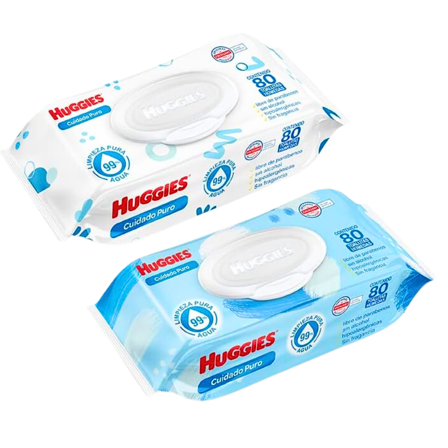 1 Huggies Toallas Húmedas para Bebé Cuidado Puro 80 Toallas 2 x $7.00 - Imagen 1