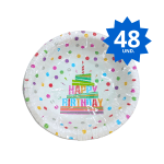 Party World  Platos Desechables  Happy Birthday (48 Plate - 7 Pulg)