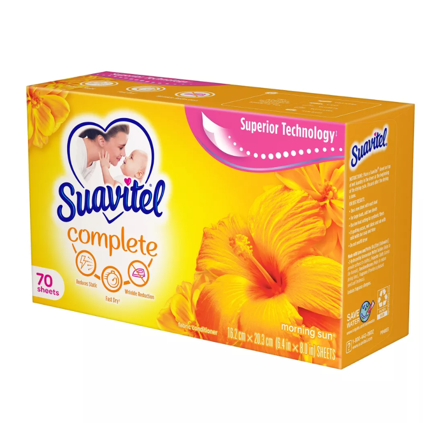 Suavitel Complete Morning Sun Hojas Para Secadora Cajas de 70
