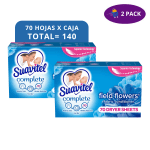 Suavitel Complete Field Flowers Hojas Para Secadora 2 Cajas de 70 Hojas = 140 hojas, 2x $10.00