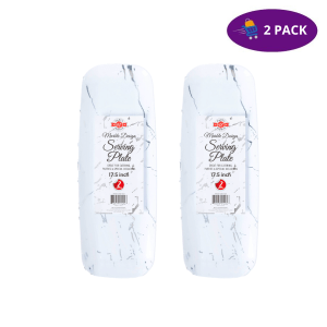 Party World Marble Design white Platos Desechables  (17.5 In, 4 Piezas)  2 x $5.00