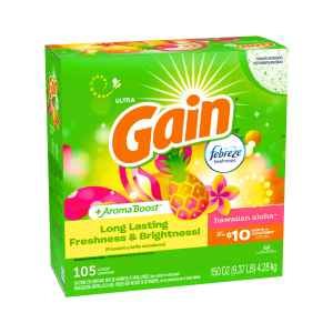 Gain Powder Detergente para Ropa Aroma a Aloha Hawaiano (150 Oz) 105 Loads