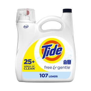 Tide Free & Gentle Liquid Laundry Detergente de 107 Cargas  (154 Oz)