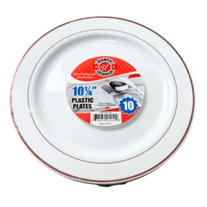 Platos Desechables Party World Rose Gold Rim (10.25 In, 10 Piezas)