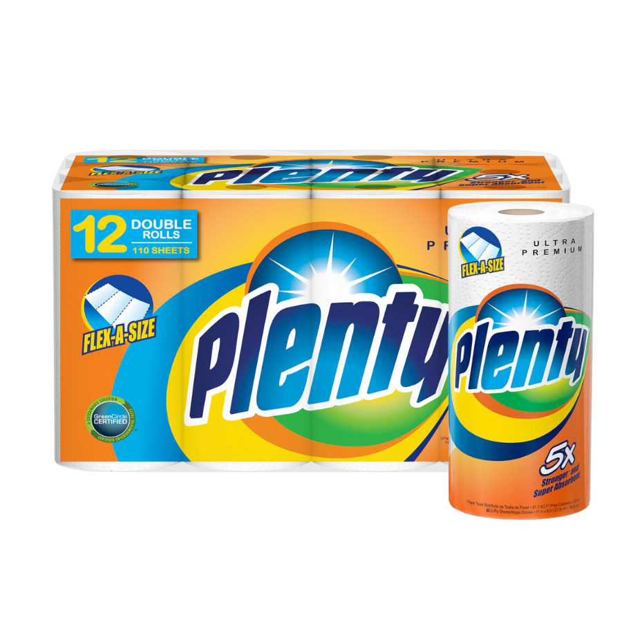 2 Plenty, Papel Toalla Blancas 12 Rollos de 110 hojas - Imagen 1