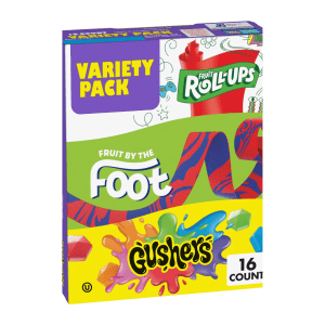 Fruit Roll-Ups, Fruit by the Foot, Gushers Snacks Variety Pack (16 ct -10.2 Oz)