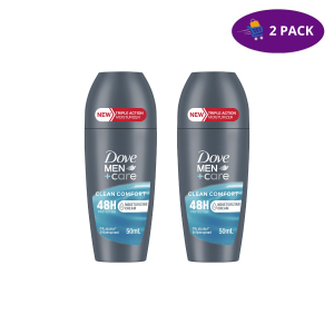 Dove Men Roll On Deodorant Clean Confort (50ml)  2 x $5.00