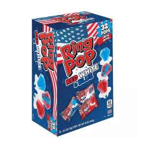 Ring Pop Limited Edition Red White and Blue Lollipop Variety (32 Pack - 0.5 Oz)