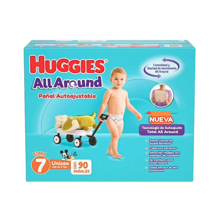 Diseño sin título (20) Pañales Huggies All Around Etapa 7 Unisex 90 Piezas - Imagen 1