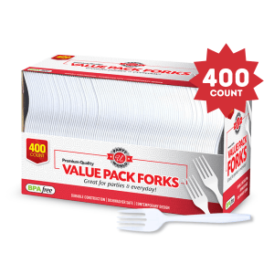 Party World Caja De Tenedores Blancos Desechables  400 Unid.