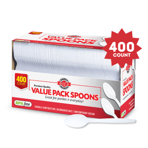 Party World Caja De Cucharas Blancas Desechables  400 Unid.