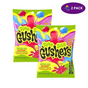 Gushers Super Sour Berry Fruit Flavored Snacks (4.25 Oz) 2 x $7.50