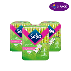Saba Invisible Confort Manzanilla Toallas Delgadas con Alas( 10 Ct., Regular) 3 x $4.00