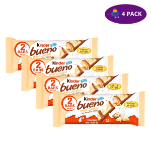 Kinder Bueno White Chocolate and Hazelnut Cream Candy Bar   (1.4 Oz) 4 x $8.00