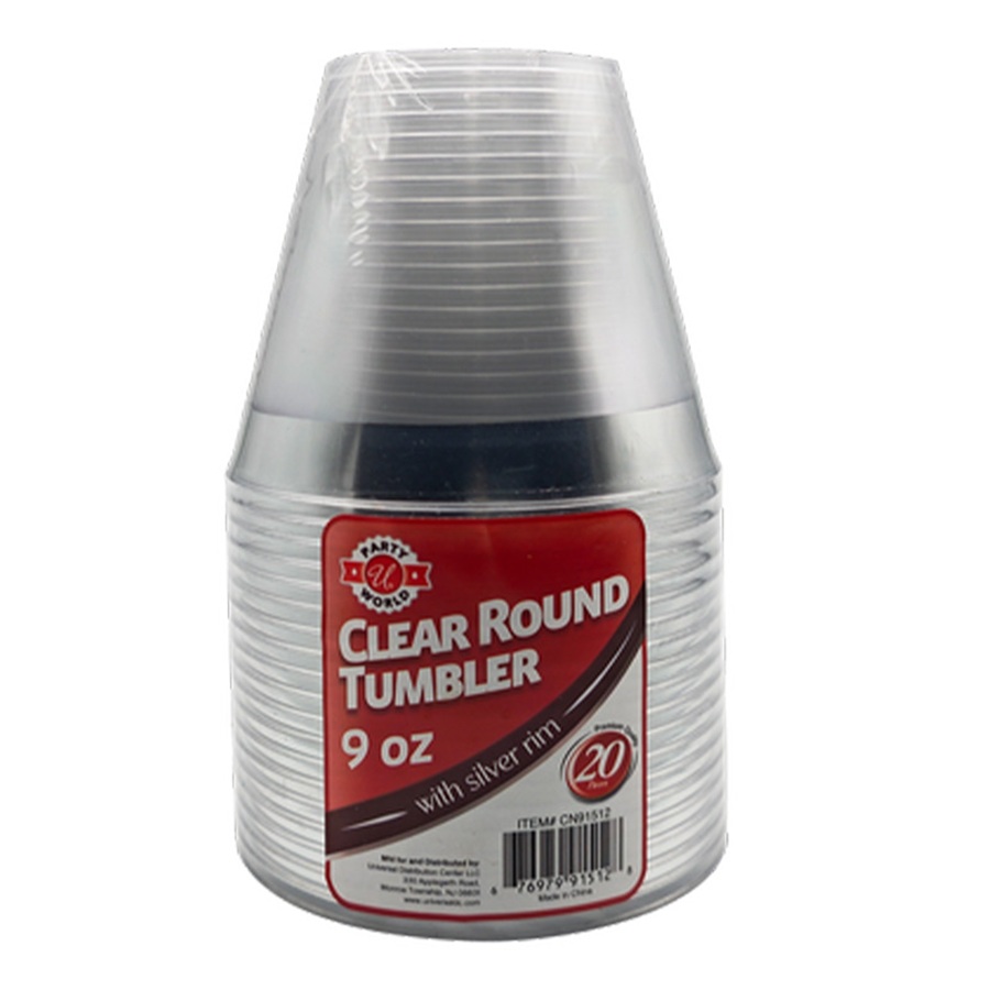 CN91512 Vasos de Plástico Duro con borde plateado 9oz (20 piezas) - Imagen 1