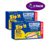Zip It Sandwich Bags Double Zipper (100 bolsas) 2 x$ 5.30