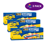 Zip It Storage Bags Quart Easy Slider (25 Bolsas) 3x$5.25