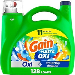 Gain Jabón Detergente Líquido Para Ropa 2en1 +Ultra Oxi Waterfall delight(184Oz) 128 Loads $32.00
