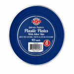 Platos Desechables SPIRALS PATTERN WITH SILVER RIM Azul 10" (8unidades) $3.85